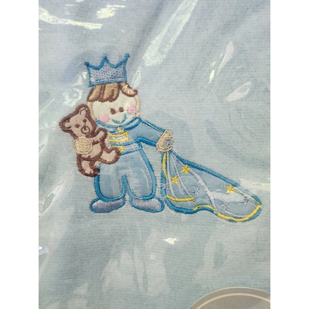 Cutie Pie Fleece Blanket with Rattle Prince and Teddy Bear 30"x40" VTG *Flaw* - Picture 3 of 12
